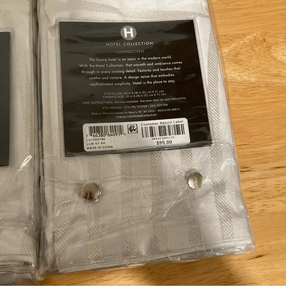 2 Standard Pillow Shams Hotel Collection Luminescent Silver New Old Stock
